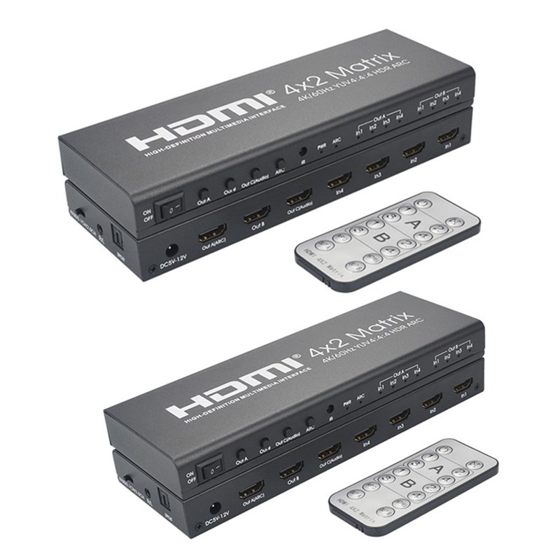 HDMI Switch 2.0 HDMI Matrix 4X2 4K 60Hz YUV 444 HDR ARC S