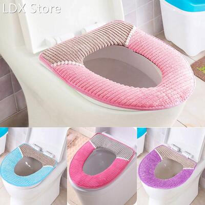 Toilet Seat Cover Mat Warm Soft Fibers Seats Lid Pad Washabl