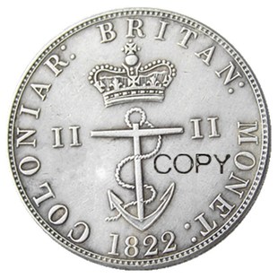 UF(22) ANCHOR MONEY 1822 British West Indies half Dollar