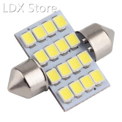 New Super White 31mm Festoon 16 SMD 1210 Car Led Auto Interi