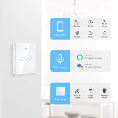 Tuya Smart Wifi Touch Light Switch, Neutral Wire Required W