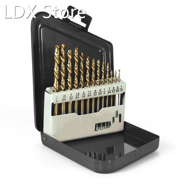 13pcs Left Handed Drill Bit Set M2 HSS extractor with Titani