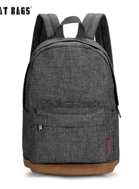 TINYAT Men Male Canvas Backpack Gray Casual Rucksacks 15inc