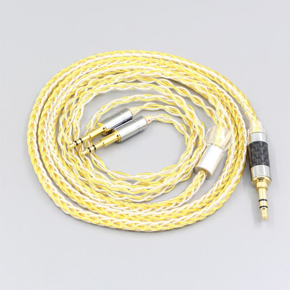 8 Core OCC Silver Gold Plated Braided Earphone Cable For Hi