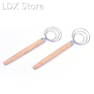Coil Agitator Stainless Handle 1PCS Wooden Egg Steel Beater