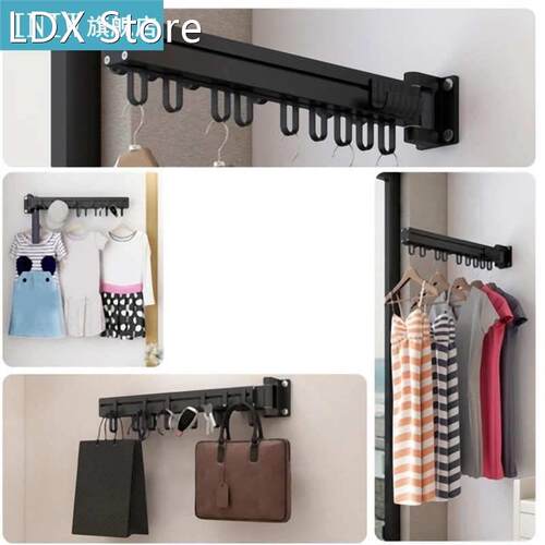 Clothes Drying Rack Wall Mounted Retractable Landry Hanger f