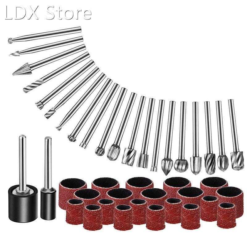 42Pcs HSS Rotary Burr Set 1/8 Shank and Sanding Drums Kit 适