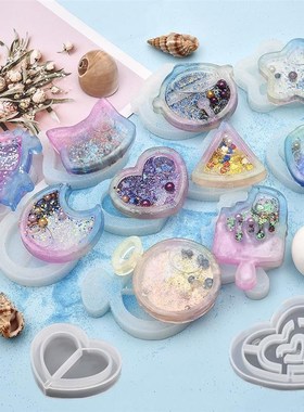 Resin Molds Shaker Key-Chain Uv-Epoxy Heart-Star Moon Pendan