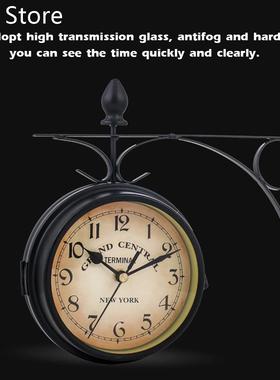 Wall Clock Clockwork Vintage Double Sided Wall-mounted Clock