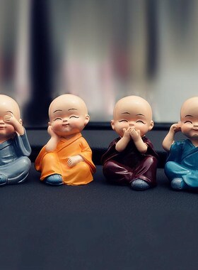 4Pcs Four Little Cute KongFu Monk Car Interior Display Decor