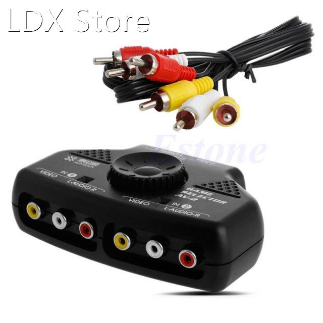 2Way Audio Video AV RCA Game Selector Switch Box Splitter Ca