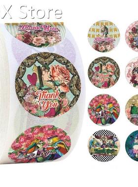 100-500 Pcs 8 Styles Thank You Sticker Circular Gothic Style