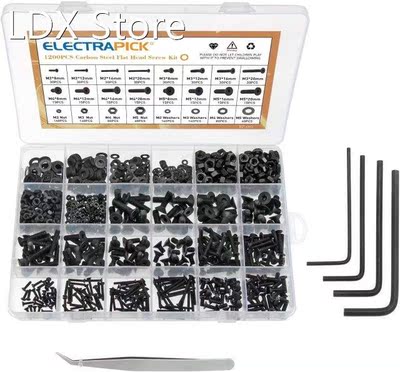 Electrapick 1200pcs Screws Screws Washers Nut Set M2 M3 M4 M
