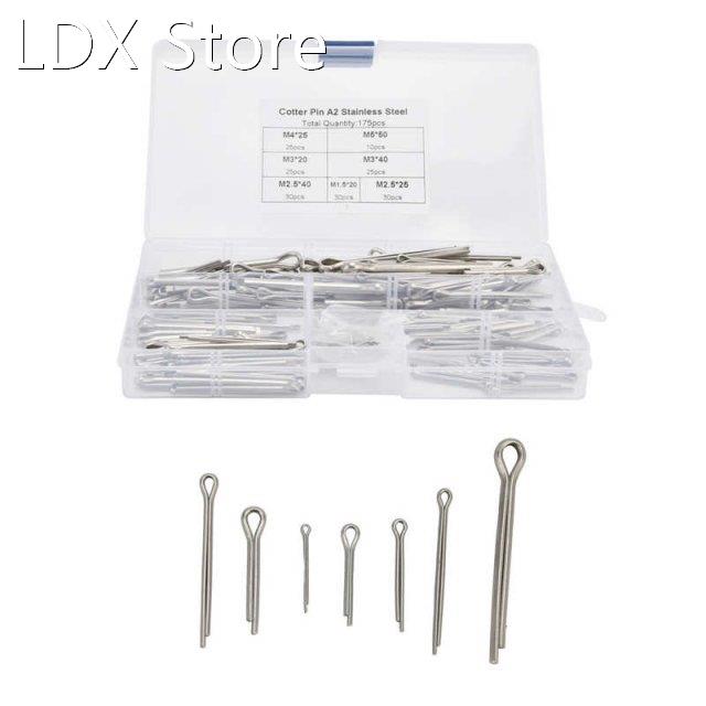 175Pcs Cotter Pin Metal Clip Fastener Set Kit Assortment for