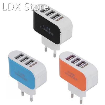3USB EU Plug LED Mobile Phone Quick Chargers Multi-Head Trav