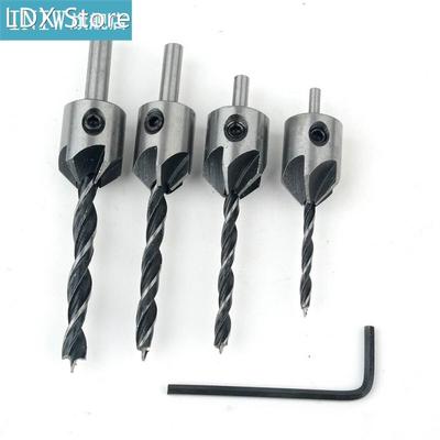 4pcs/set HCS 5 Flute Countersink Drill Bit Set Screw Woodwor