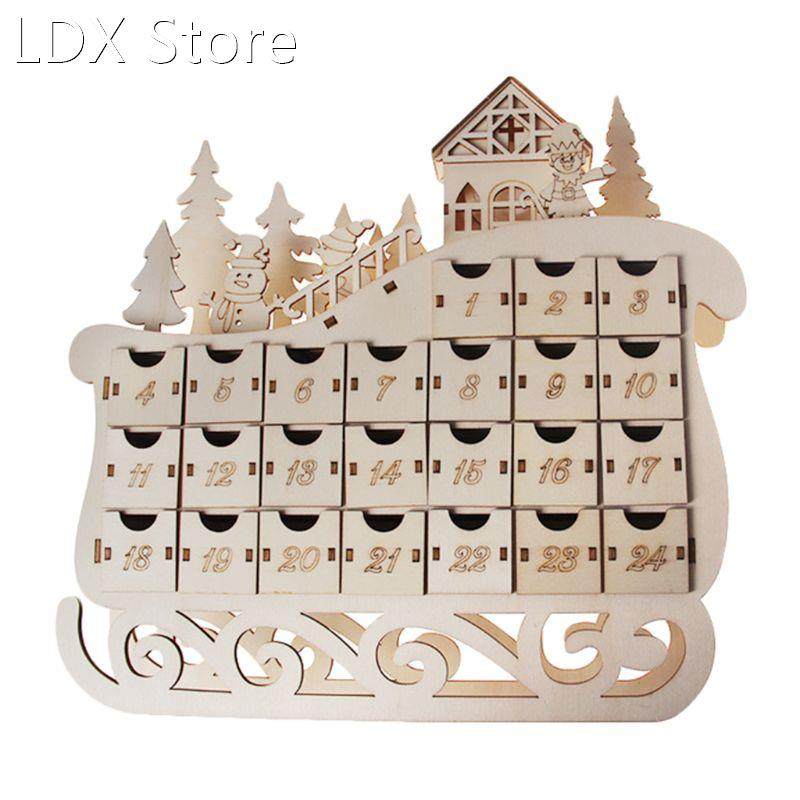 sleigh wooden advent calendar countdown christmas decor 24 d