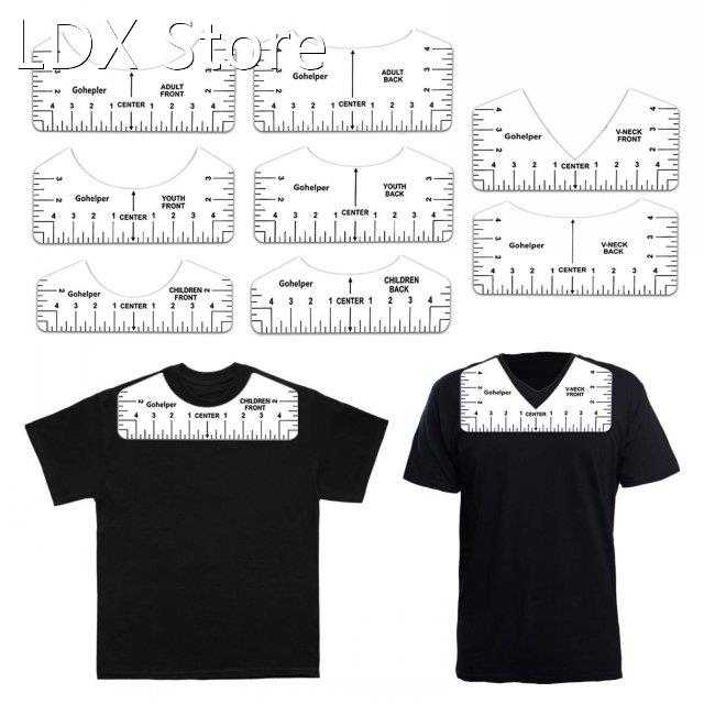 8Pcs T Shirt Guide Ruler V Neck Alignment Tool Tee Designing