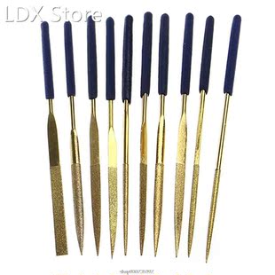 New 10Pcs Titanium Diamond Coating Needle Flat File Set Meta