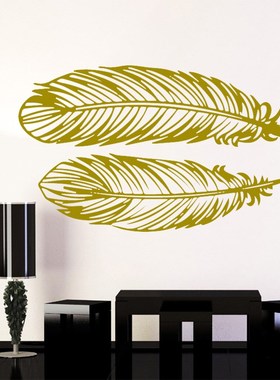 Vinyl Decals 2 Pieces Of feather Leaf Wall Stickers Wallpape