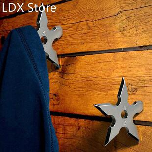 Coat Hooks Ninja Star Shape Stainless Steel Creative Wall Do