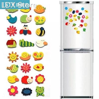 12Pcs Wooden Cartoon Fridge Magnet Fridge Stickers Animal Ca