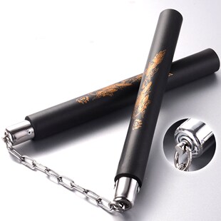 Hot Martial Arts Foam Nunchucks Nunchaku Dragon Pattern Blac