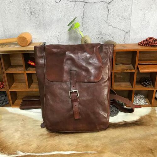 Johnature Retro Handmade First Layer Cow Leather Backpack 2