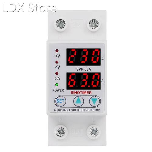 Din Rail Adjustable 63A 230V 1 Phase Over Under Voltage Prot