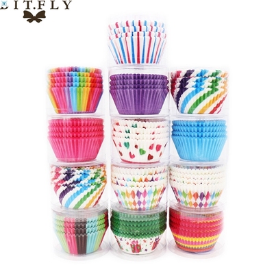 BITY 100Pcs Rainbow Cupcakes Paper Liners Muffin Cases