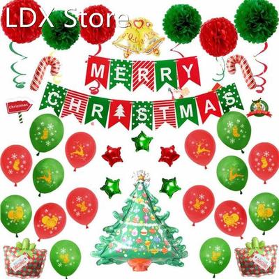 Merry Christmas Balloons Decoration Santa Claus Snowman Chri