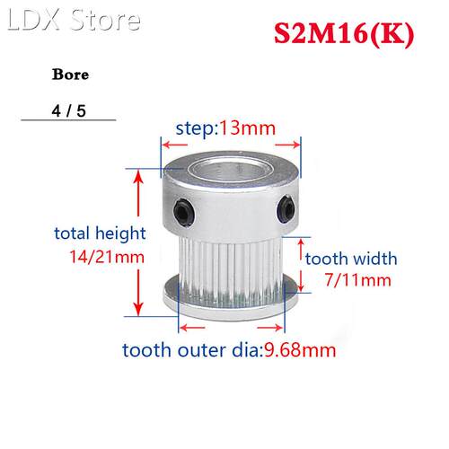 1Pcs S2M 16 Tooth - 24 Tooth Synchronous Wheel Convex Timing