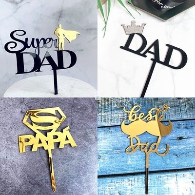 Acrylic Super Dad Cake Topper Happy Father's Day Cake