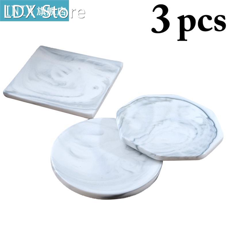 3pcs Heat Resistant Cup Mat Trivet Mat Ceramic Round Square