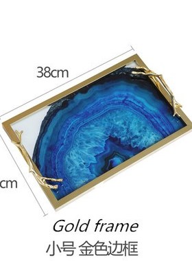 American stainless steel glass tray blue agate stone tea set