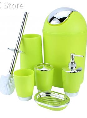 6Pcs Bathroom Accessory Set Bin Soap Dish Dispenser Toothbru