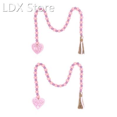 Exquisite Valentine Beads Garlands Ornaments Wooden Heart Em