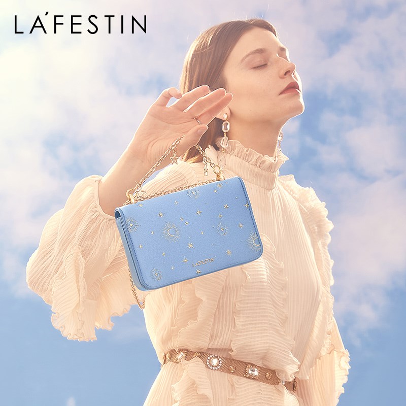 LA FESTIN 2020 new fashion haze blue silk embroidery small
