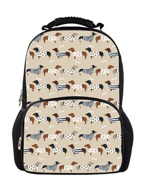 Customzied Cute Dachshund Dog Printed School Bags Orthopedi