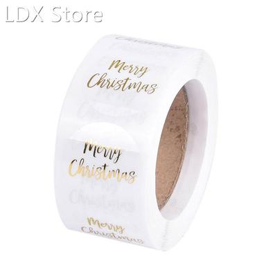 DIY 500pcs /roll Round Clear Merry Christmas Stickers Card B