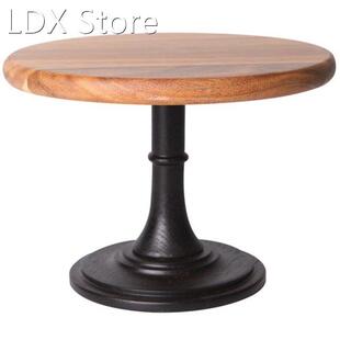 Cake Plate Stand Wooden Plate High Base Dessert Dish Party F