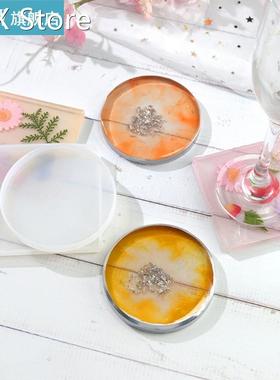 2Pcs Round Square Coaster Resin Mold Kit Geode Agate Resin C