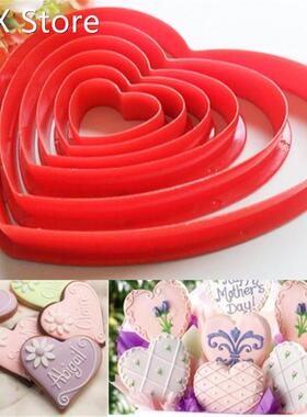 6pcs/set Love Heart Shaped Plastic Cake mold cookie cutter b