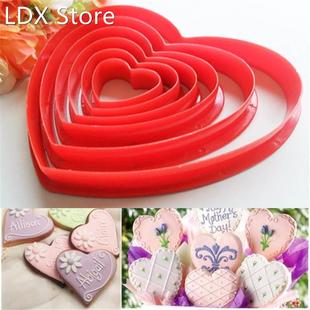 6pcs/set Love Heart Shaped Plastic Cake mold cookie cutter b
