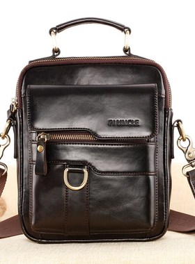 Genuine Leather Business Briefcase Men Travel Shoulder Mess