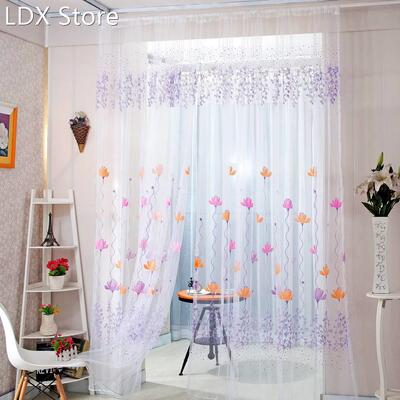 1PC Modern Lotus Sheer Curtain Tulle Window Treatment Voile
