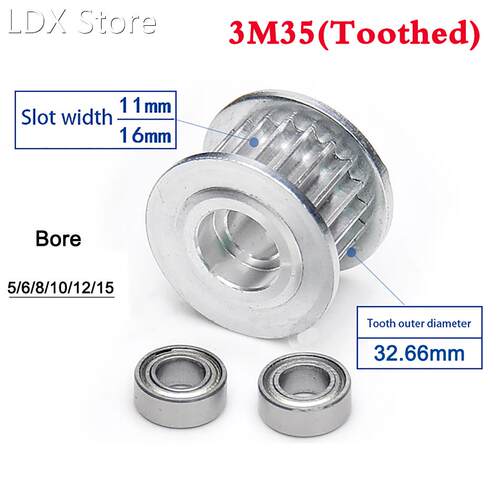 1Pcs 3M 35 Tooth 36 Tooth Idler Timing Belt Pulley Double Si
