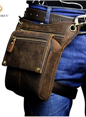 Crazy Horse Leather men Multifunction Design Small Messenge