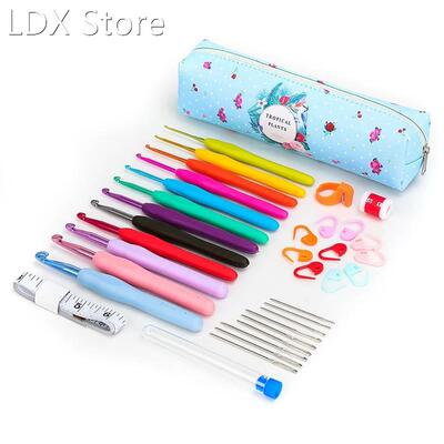 Soft Handle Crochet Hooks Kit Yarn Knitting Needles Sewing T