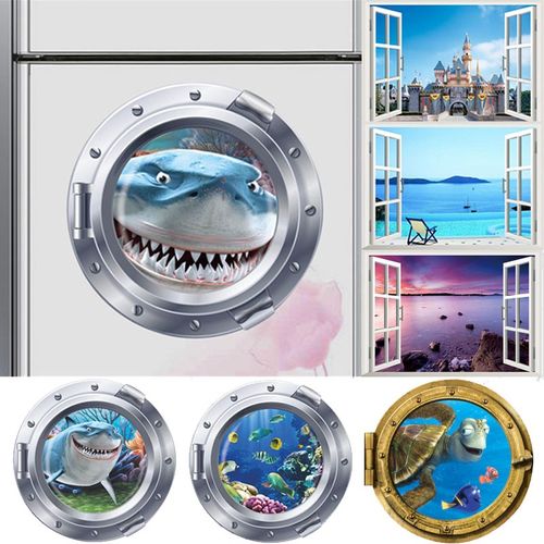 Smiling Big Shark Nemo Dory Submarine Portholes Window Wall